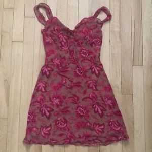 Sweet Fling Mini Dress Fuchsia Pink Print